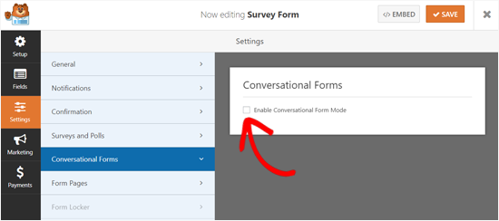 Activer le mode de formulaire conversationnel dans WPForms