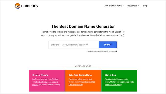 Nameboy Best Domain and Blog Name Generator