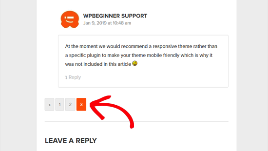 WPBeginner 中的 WordPress 评论分页