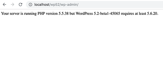 Avis de version PHP dans WordPress 5.2 beta