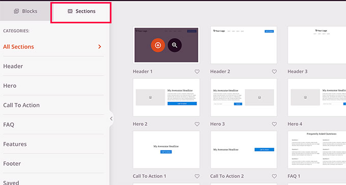 Adding sections to your layout