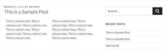 Two WordPresss Columns in Twenty Seventeen Theme