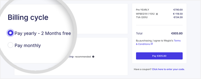 Ciclo de faturamento do Weglot Ciclo de faturamento do Weglot