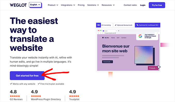 Site Weglot Plugin de tradução e WordPress multilíngue Weglot