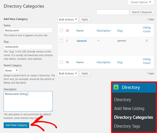 Add New Directory Category with Business Directory Plugin