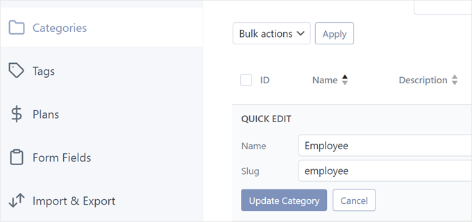 Updating a category in Business Category plugin