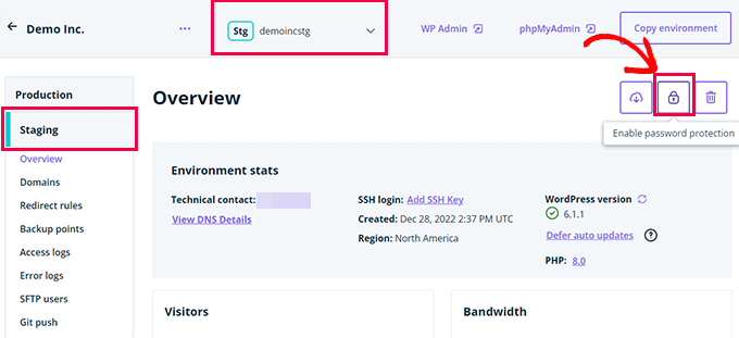 Password protect your staging environment