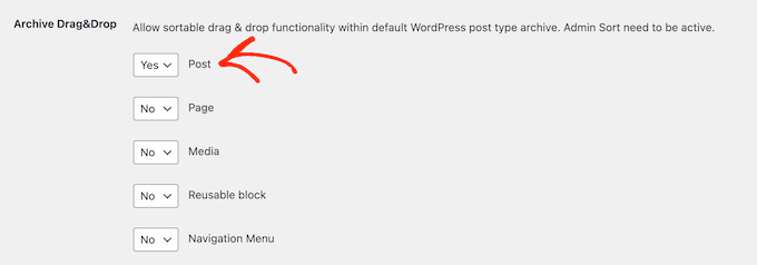 Enabling the reordering feature for posts and custom post types in WordPress