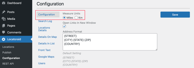 Configure Your Map Including the Units You Wish to Use