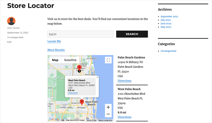 WebHostingExhibit storelocatorlocatoraidpreview How to Add Google Maps Store Locator in WordPress  