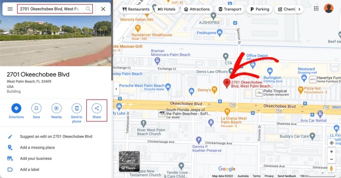 在 Google 地图中搜索您的商店位置