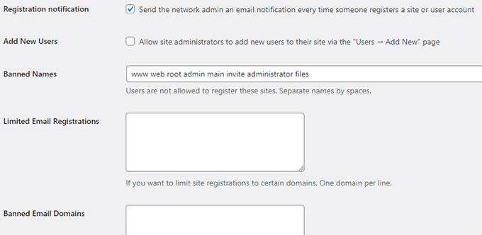 Additional multisite settings