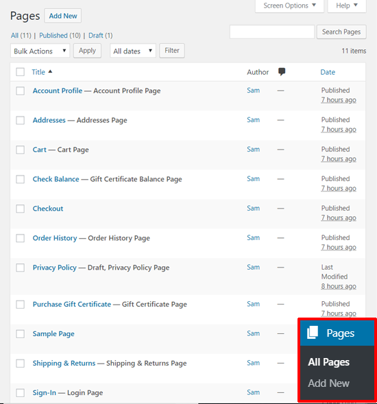  BigCommerce pentru WordPress pagini implicite