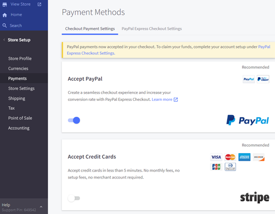BigCommerce Payment Settings
