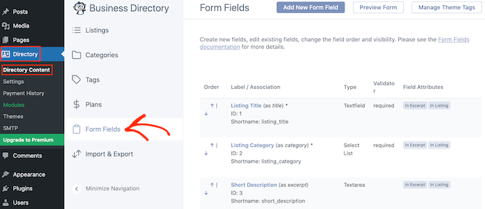 Changing the fields in your online directory form