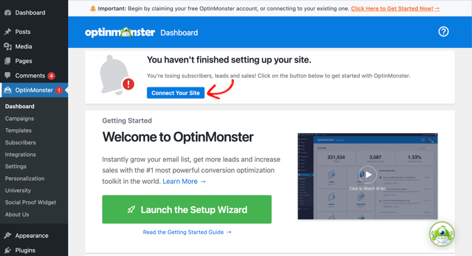 Connect OptinMonster to WordPress