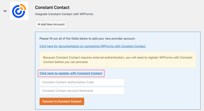 Connect Constant Contact to WPForms
