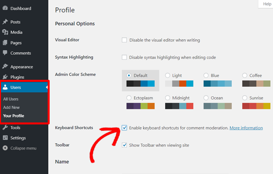 Ativar atalhos de teclado para moderação de comentários no WordPress