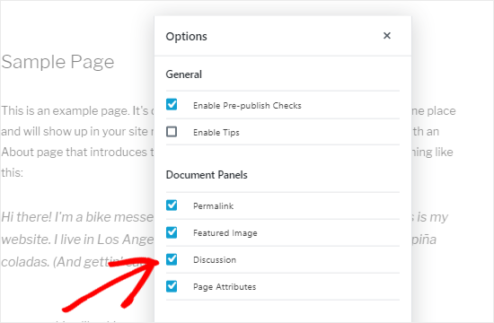 Page document options