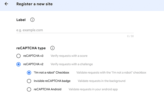 reCAPTCHA WordPress - Registering new WordPress sites