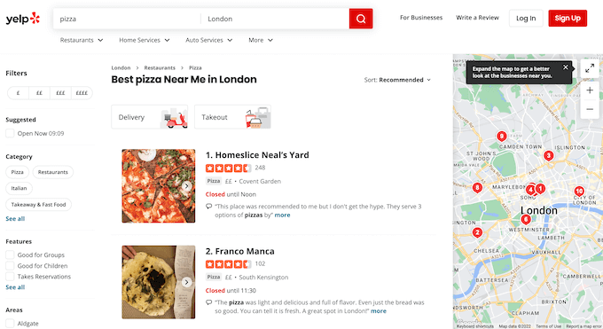 The Yelp business directory