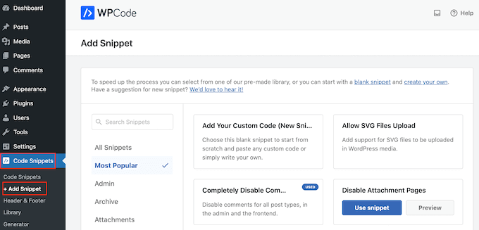 How to add a code snippet to WordPress
