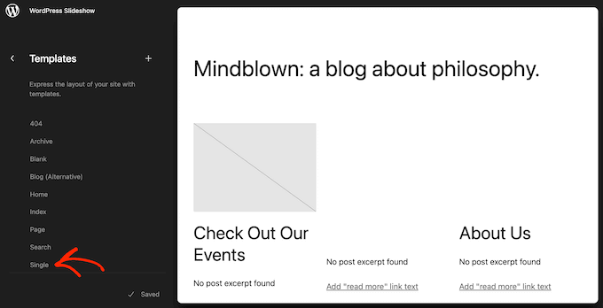 Choosing a block-enabled single template