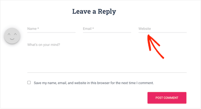 The default WordPress comment form