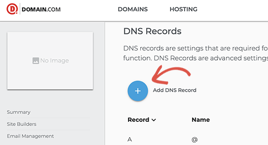 编辑域名的 DNS 设置