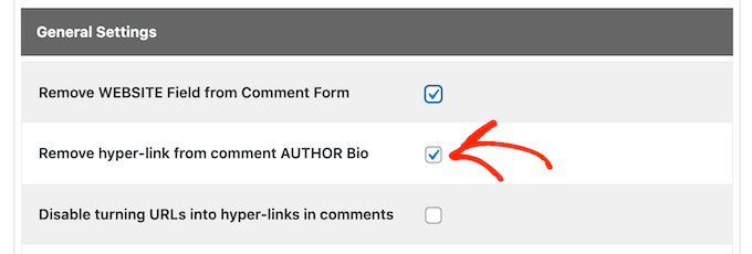 Removing website links from previously published comments