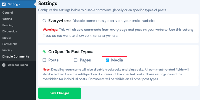 O plug-in Disable Comments permite que o senhor desabilite comentários de páginas de mídia