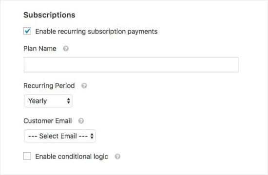 Set up recurring donations in WPForms