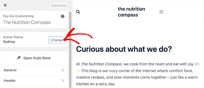 Schimbă tema WordPress din Customizer Schimbă tema WordPress din Customizer