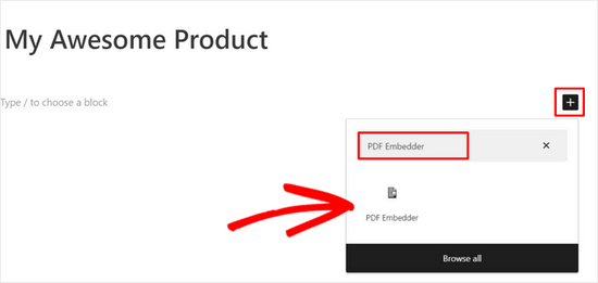 Add the PDF Embedder block in WordPress