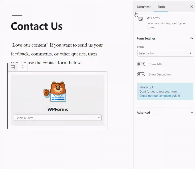 Ajouter un formulaire de contact à la page WordPress avec WPForms