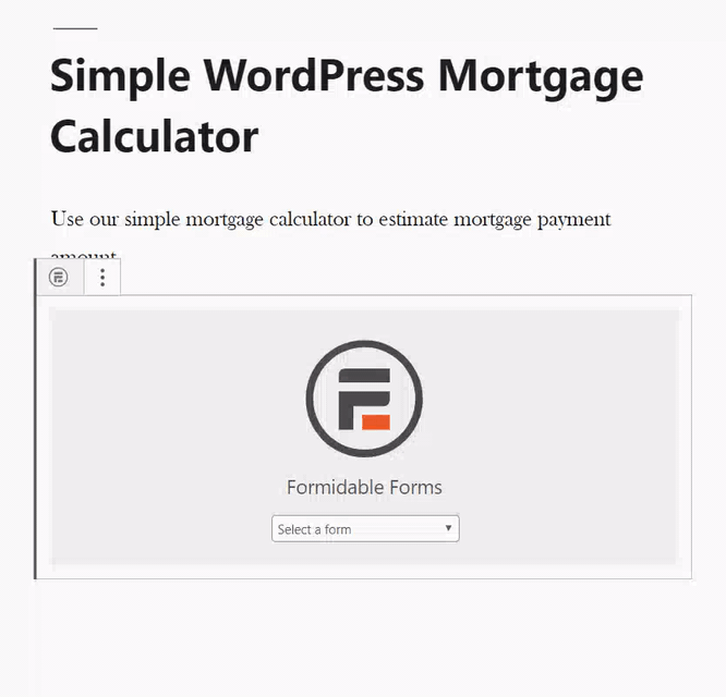 Adding Simple WordPress Mortgage Calculator to Page Editor
