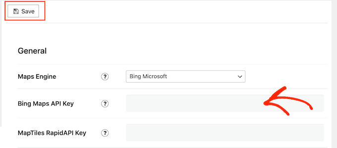Adding a Bing Map API key to your WordPress website