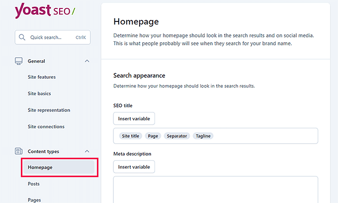 Content types in Yoast SEO