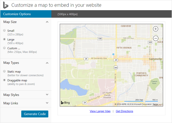 Personnaliser Bing Map pour l'intégrer dans le site WordPress
