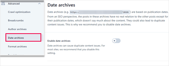 Disable date archives