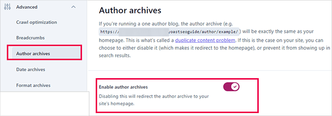 Disable author archives