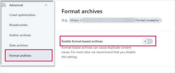 Disable format archives