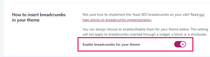 Enable breadcrumbs