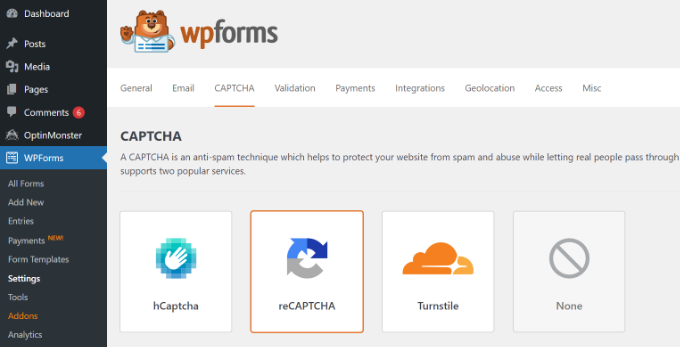 WebHostingExhibit go-to-wpforms-captcha-settings How to Create AMP Forms in WordPress (The Easy Way)  