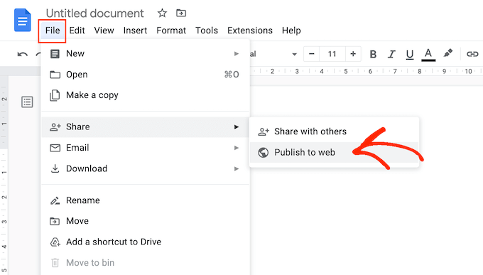 Publishing a Google Doc to the web