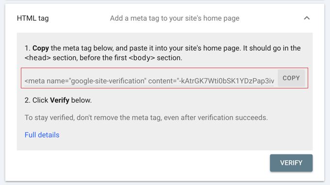 Google Search Console Ownership Verification