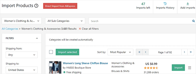 Import products from AliExpress with AliDropship