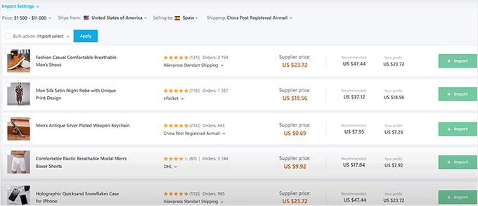 Import products with DropshipMe