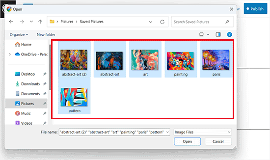 Upload images from the computer