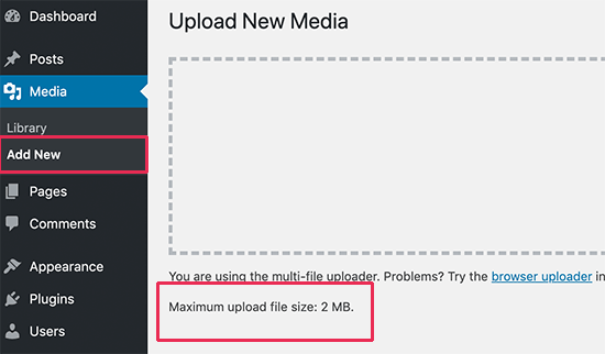 WordPress file upload limit